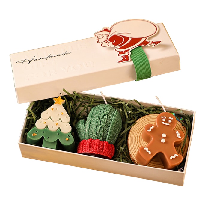 New Christmas Festival Handmade Aromatherapy Candle Gift Box Ginger Cake Man 3-Piece Set