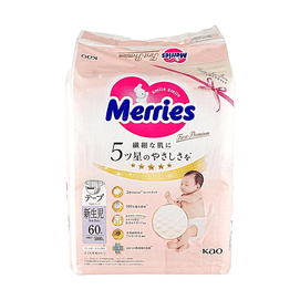 日本KAO花王 尿不湿尿布 妙而舒First Premium 新生儿用 5000g以内 60片