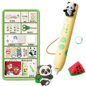 Low Temperature 3D Printing Pen Kids Stereo Graffiti Drawing Pen, Panda Style 1pc With 15 Rolls Filament & Gift Pack