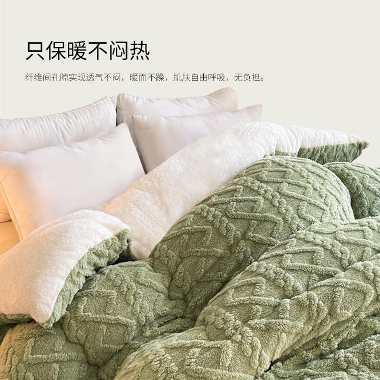 【中國直郵】Lullabuy加厚羊羔絨毛毯 保暖棉被 午睡被子 淡灰 Queen Size 5kg 3