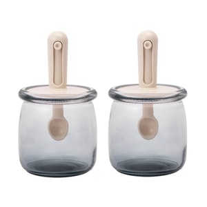 2 Pieces Glass Spice Jars with Adjustable Scoop 300ML– Airtight Moisture-Proof Kitchen Storage Containers