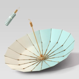 New Colored Rubber Sun Umbrella With Enlarged Size For Both Rain And Light Triple Fold 16 Bone Gradient Green