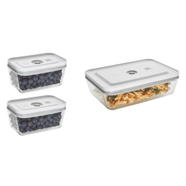 Fresh & Save 3-pc Glass Food Storage Vacuum Containers Meal Prep Container - Small & Large Containers