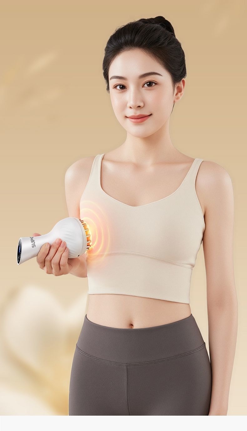 【中國直郵】 蘇泊爾 電動經絡刷疏通儀熱敷按摩腰部背部大肚子全身通用刮痧神器【陶白色】*1台