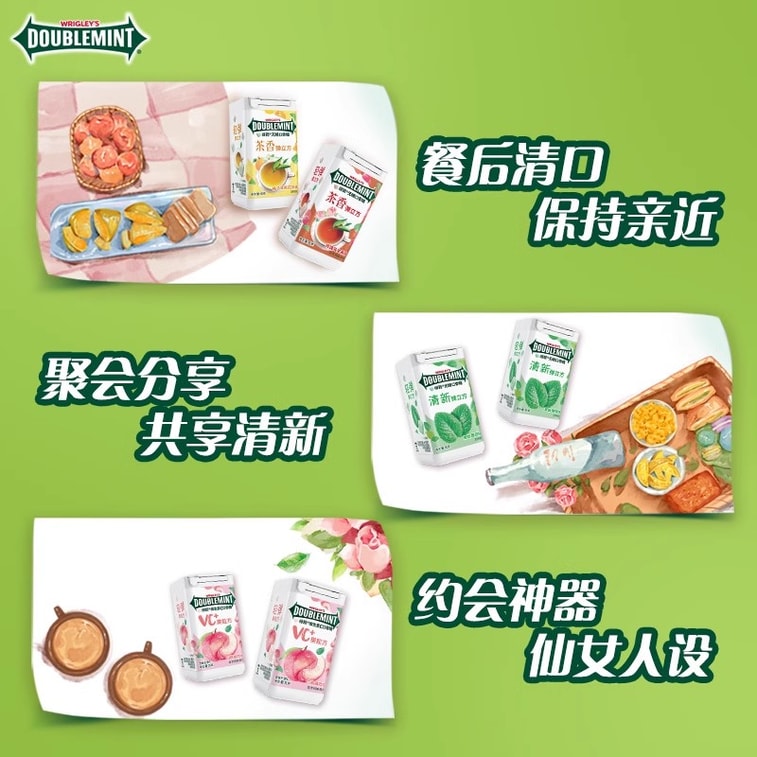 【中国直送】リグレー スペアミント チューインガム グレープフルーツ＆ジャスミン風味 キシリトール ストロベリー＆レモン＆ミント フレッシュニングブレスキャンディ 40g/ボトル 4