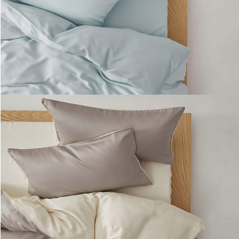 Lullabuy 雲澗絲語天絲素色床上四件套 床品床單被套枕套 秋麥-Double/Queen Size