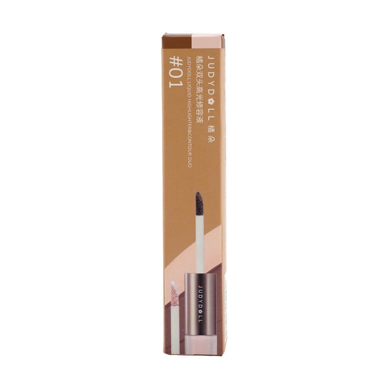 JUDYDOLL橘朵 雙頭高光修容棒 液體霧面高光修容 4.8g #01 冷膚色 藍粉光+灰棕陰影 9