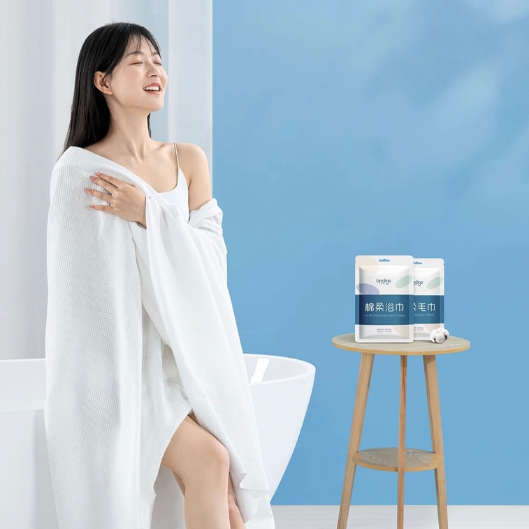 巴迪高 纯棉强吸水浴巾 2条入 加厚 超大包 一次性浴巾 可当毛巾二次利用 11