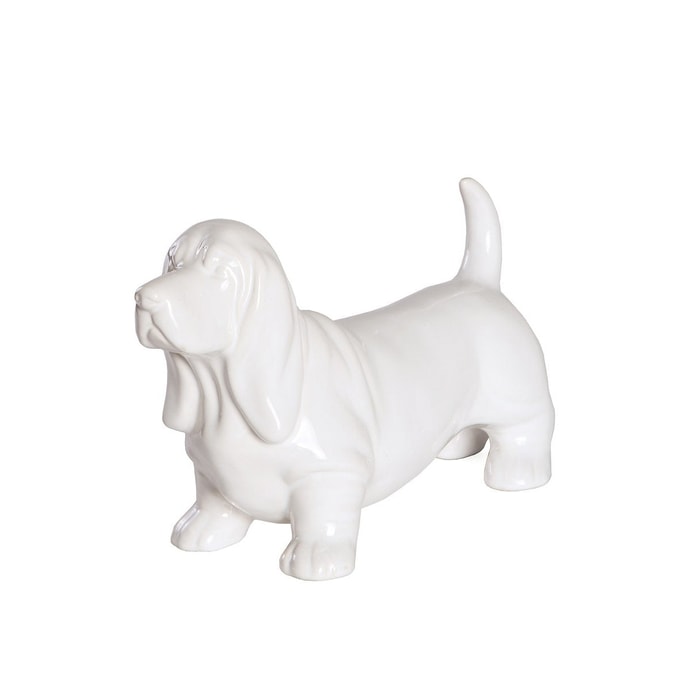 Petorama スタンディングバセットドッグ セラミック犬 ホームオーナメント - ブライトホワイト