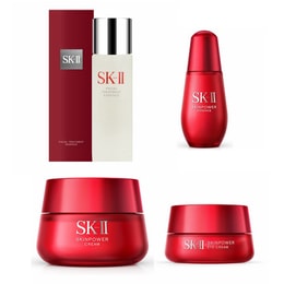 【日本直邮】日本专柜版SK-II SK2 神仙水 230ml    小红瓶 修复 弹润提亮精华液 50ml    大红瓶多元面霜 清爽型 80g  淡化细纹提拉紧致 眼霜  15g【新旧款更替期间新旧款随机发货】