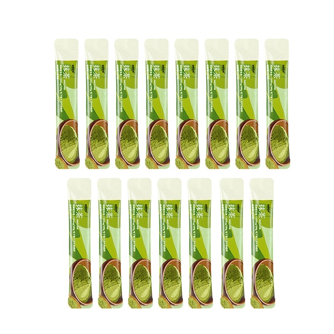 【中国直送】ユニーク バブル抹茶ラテ 1.2g×15本入り。砂糖不使用、純抹茶パウダー無添加。個包装なので混ぜたり、焼き菓子に使ったりと、手軽にお楽しみいただけます。【爽やかで甘い味わい】