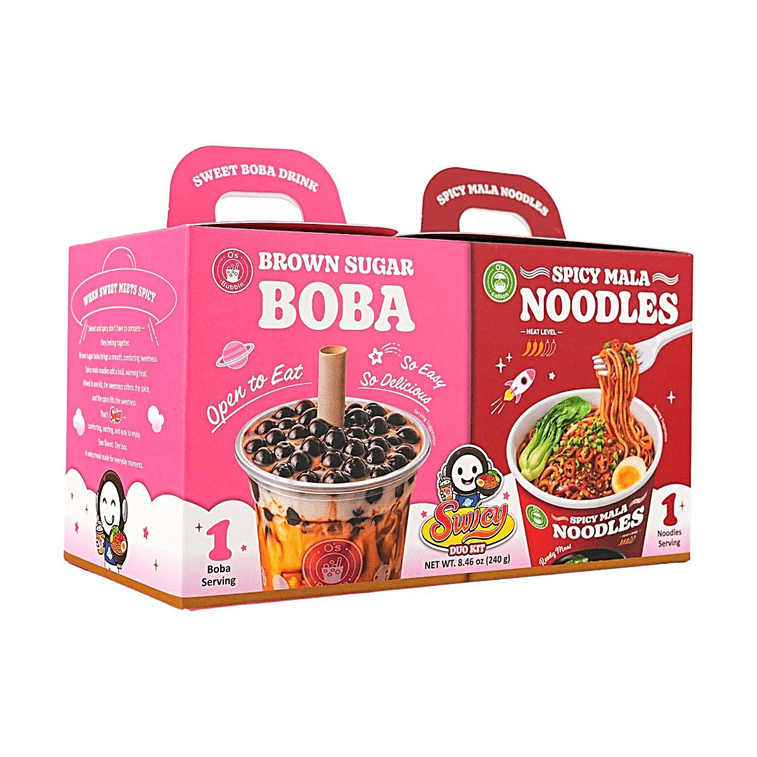 Brown Sugar Boba Milk Tea & Spicy Mala Noodles 8.46oz 【Swicy Duo Kit】【Two Favorites, One Box】 7