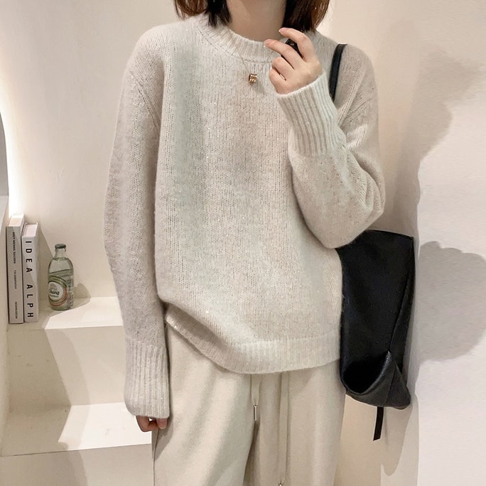 Autumn And Winter New Fashionable Knitted Bottom Shirt In Off White