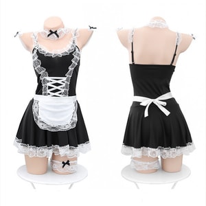 [중국에서 온 다이렉트 메일] Feimu 섹시 란제리 플러스 사이즈 메이드 슈트 뚱뚱한 소녀 유니폼 흑백 원 사이즈