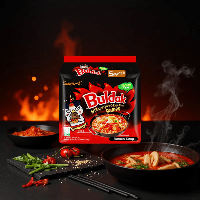 Korean Buldak Noodles Stew-Type Ramen - Hot Chicken Flavor, 5 Packs* 5.11oz【Trending on TikTok】