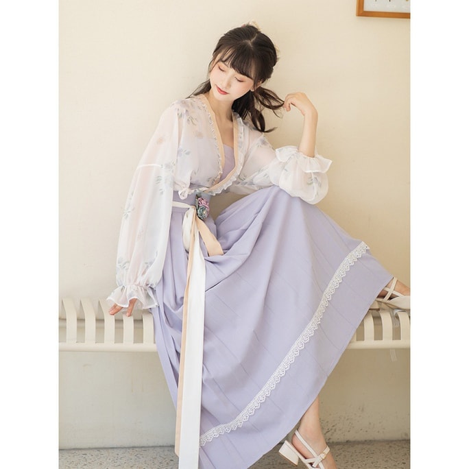 Chidori improved cardigan, mid-length pleated skirt, original Hanfu, summer Han elements