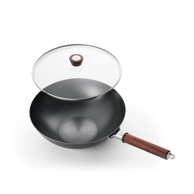 Dragon Carbon Steel Wok with Lid, 12 inch required to season and maintain (Accessory Not Included) 4