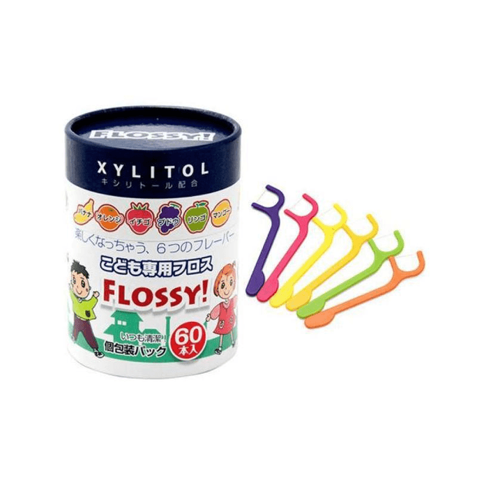 【日本直邮】XYLITOL 儿童牙线 六种口味含木糖醇60根