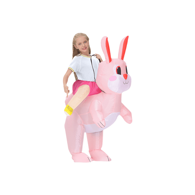 万圣节可爱兔子充气服 派对搞怪骑行充气服 粉兔子 中童 125-150cm