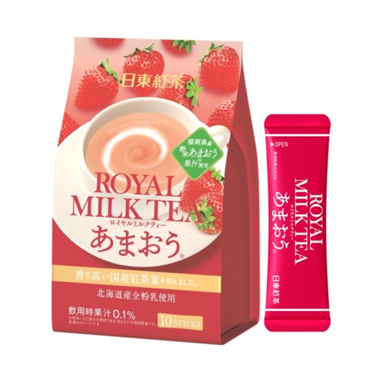 日本 日东红茶 期间限定 福冈县产草莓奶茶 皇家奶茶 112g 8袋装