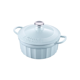 Enameled Cast Iron Dutch Oven with Stylish Cupcake Design 3 Quart, CP521, Sky Blue