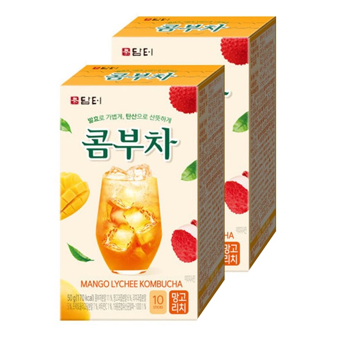 韓国 DAMTUH コンブチャ マンゴー ライチ パウダーティー 10粒×2袋