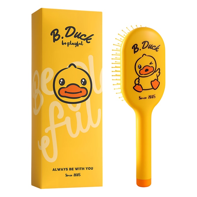 【中国直送】Little Yellow Duck オーバル一体型クッションコーム（1個） - ヘッドマッサージ機能付きレディースロングヘア用キュートな形コーム