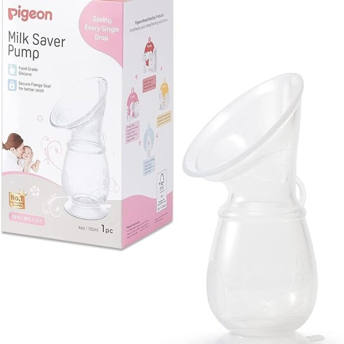 Pigeon Manual Breast Milk Saver Pump Food-Grade Silicone Natural Suction Comes With A Sucker Stand 4 Oz
