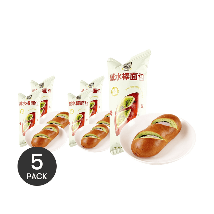 马丁烘焙 碱水棒面包 抹茶蔓越莓味 100g *5【5份超值装】【营养早餐】