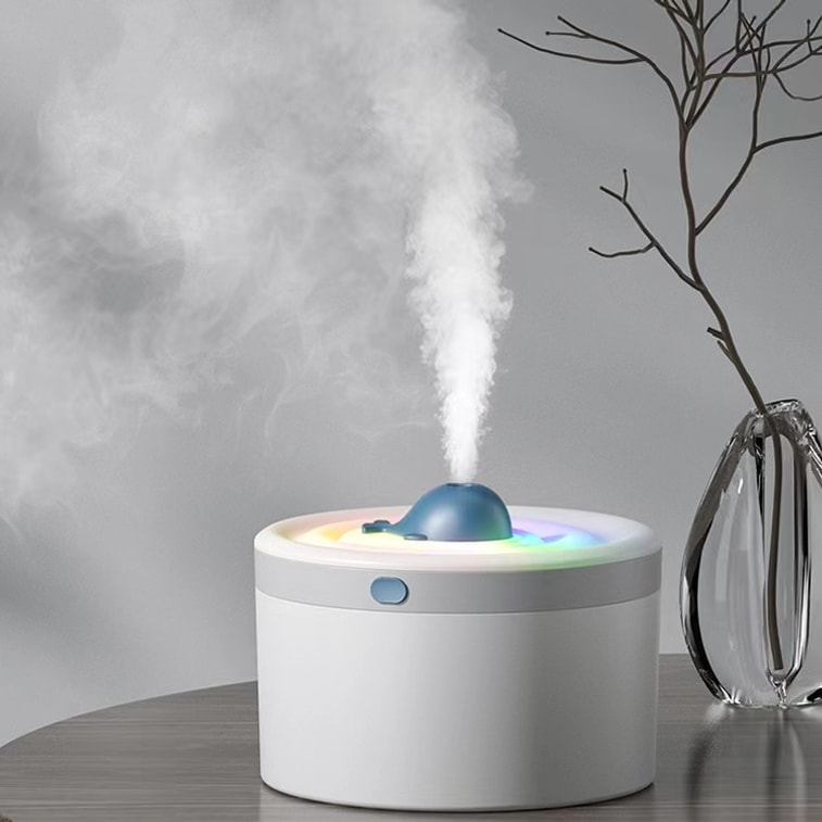 中国 LLD乐乐多 1.5升大容量蓝鲸加湿器大雾量喷雾七彩灯香薰机加湿器三合一 白色 1件 4