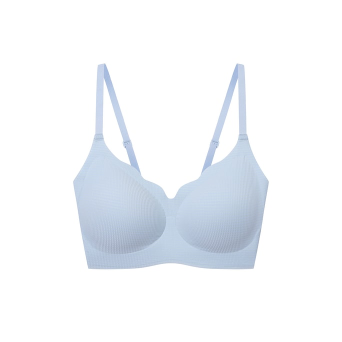 One Size Breezing In Strap Wavy Edge Soft Support Vest Bra Blue One Size