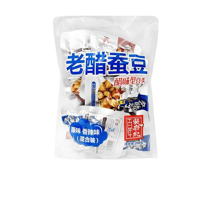 【中国直邮】 百年吴府记 老醋蚕豆四川特产零食休闲下酒菜混合口味208g*1袋