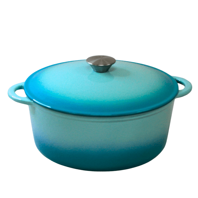 4.5 Quart Enameled Cast Iron Dutch Oven - Aqua Blue - Kitchen Essentials - Perfect for Bread Baking, Braising, Marinating & Slow Cooking - Features Moisture-Sealing Lid & Dual Handles