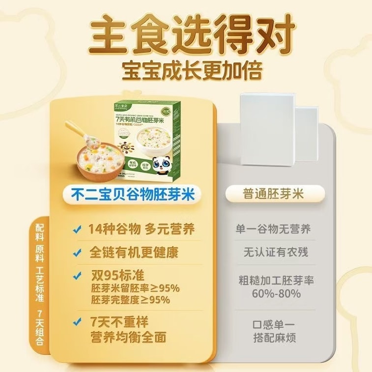 不二寶貝 7天有機穀物胚芽米營養一週大米粥嬰幼兒童寶寶輔食譜 245g/盒 4