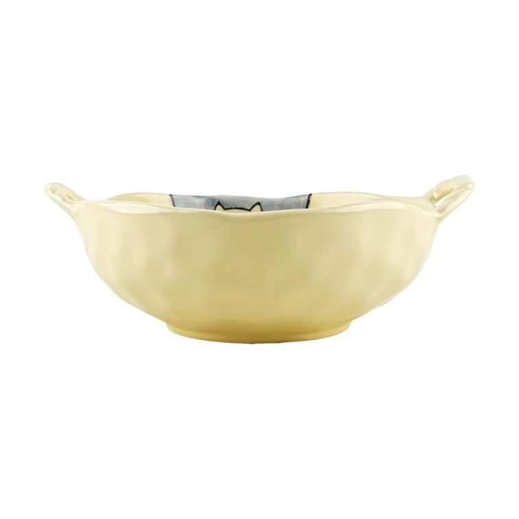 Ceramic Double-Ear Bowl, Fruit Bowl, Soup Bowl, Small Noodle Bowl, Couple Cat Design with Speckles, 1 Piece,  3