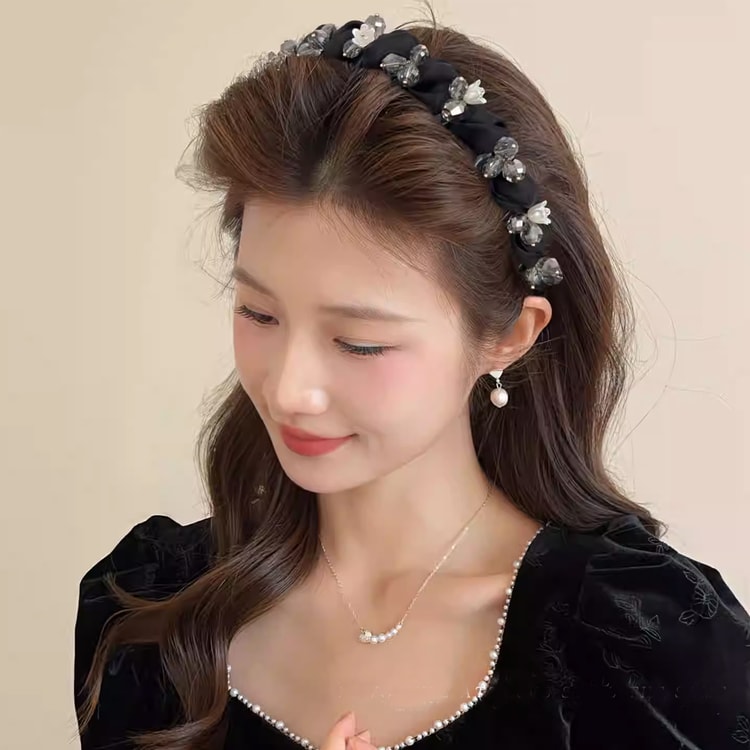 High skull top crystal headband for women, new high-end feel