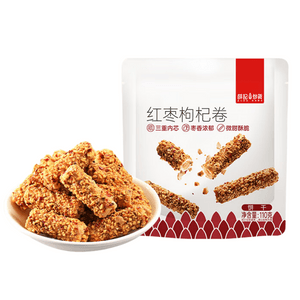 【中國直郵】 薛記炒貨 紅棗枸杞卷110g紅棗枸杞糕傳統糕點營養辦公室休閒紅棗零食小吃