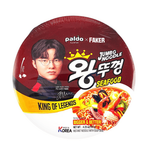 Faker × Wang Tukong Jumbo Noodle - Korean Instant Ramen With Soup Base, Seafood Flavor, 4.23 oz 【King Of Legends】