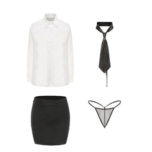 Fun lingerie sexy secretary teacher tight fitting skirt uniform set white