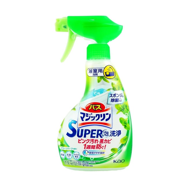 日本KAO花王 Super浴室浴缸多用途清洁剂 去水垢污垢水渍除垢剂泡沫喷雾 清新森林香 350ml