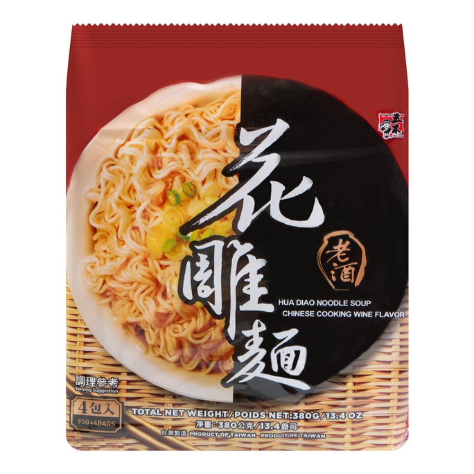 Wu-Mu Chinese Cooking Wine Flavor Hua Diao Noodle Soup - 4 Pack 380g