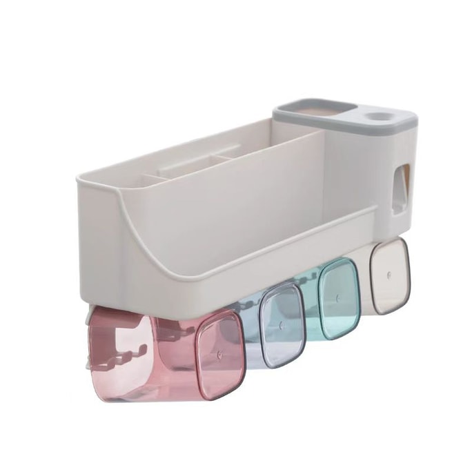 Non perforated toothbrush rack Multi functional bathroom rack Family of four+toothpaste squeezer