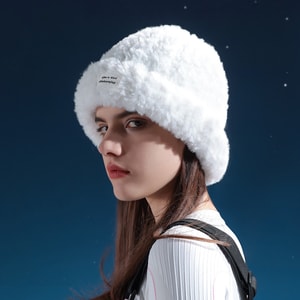 【中国直送】HSPM 新厚みのある暖かい耳保護ぬいぐるみスキーハット ホワイト F