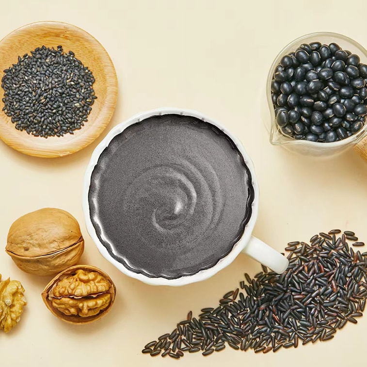 Walnut, Sesame & Black Bean Powder 192g/Box - Healthy Black Food Breakfast Drink Powder, Portable For Office 3