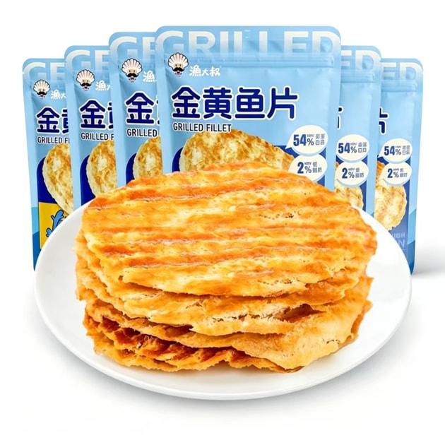 渔大叔 烤鱼片即食先生鱼低脂零食高蛋白儿童零食办公室解馋小零食55g*1包 | 亚米