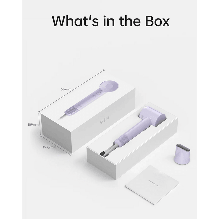 Laifen SE Lite エントリーレベル高速ヘアドライヤー：パワフルな風量、速乾性、低騒音、持ち運びに便利。ご家庭、学生寮、誕生日やバレンタインデーのギフトにも最適です。[ノズル1個付属] [パープル] 4