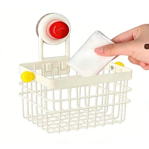 HSPM キッチン収納バスケット 吸盤付き 廃棄フェイスタオル収納ボックス バスルーム壁掛け洗面台吊り下げバスケット Sサイズ (1個)