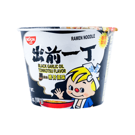 Japanese Demae Instant Tonkotsu Ramen with Black Garlic Oil - Big Bowl, 3.73oz