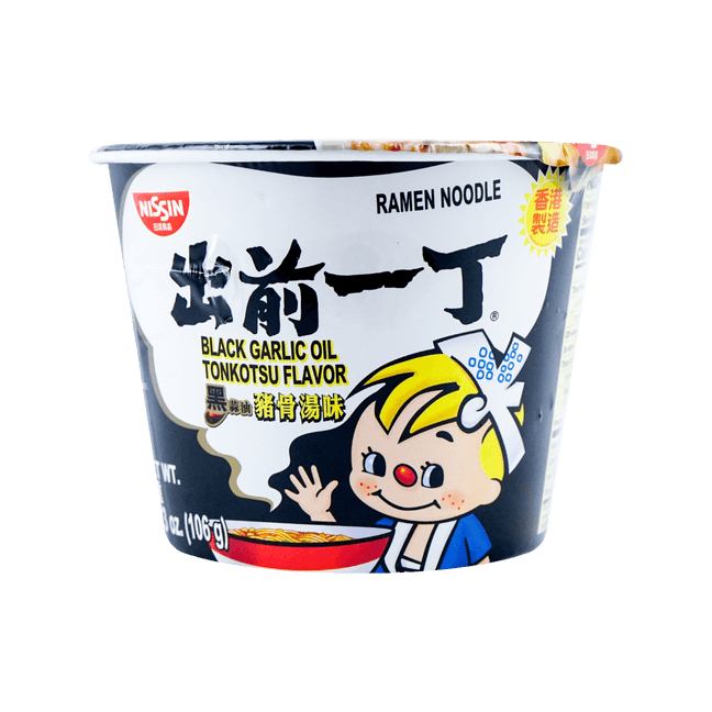 日本NISSIN日清 出前一丁 即食汤面 黑蒜油猪骨汤味 碗装 106g