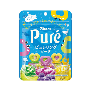 【日本直郵】 日本 KANRO 甘樂 Pure 蘇打果汁軟糖 蜜瓜&葡萄&柳橙 63g